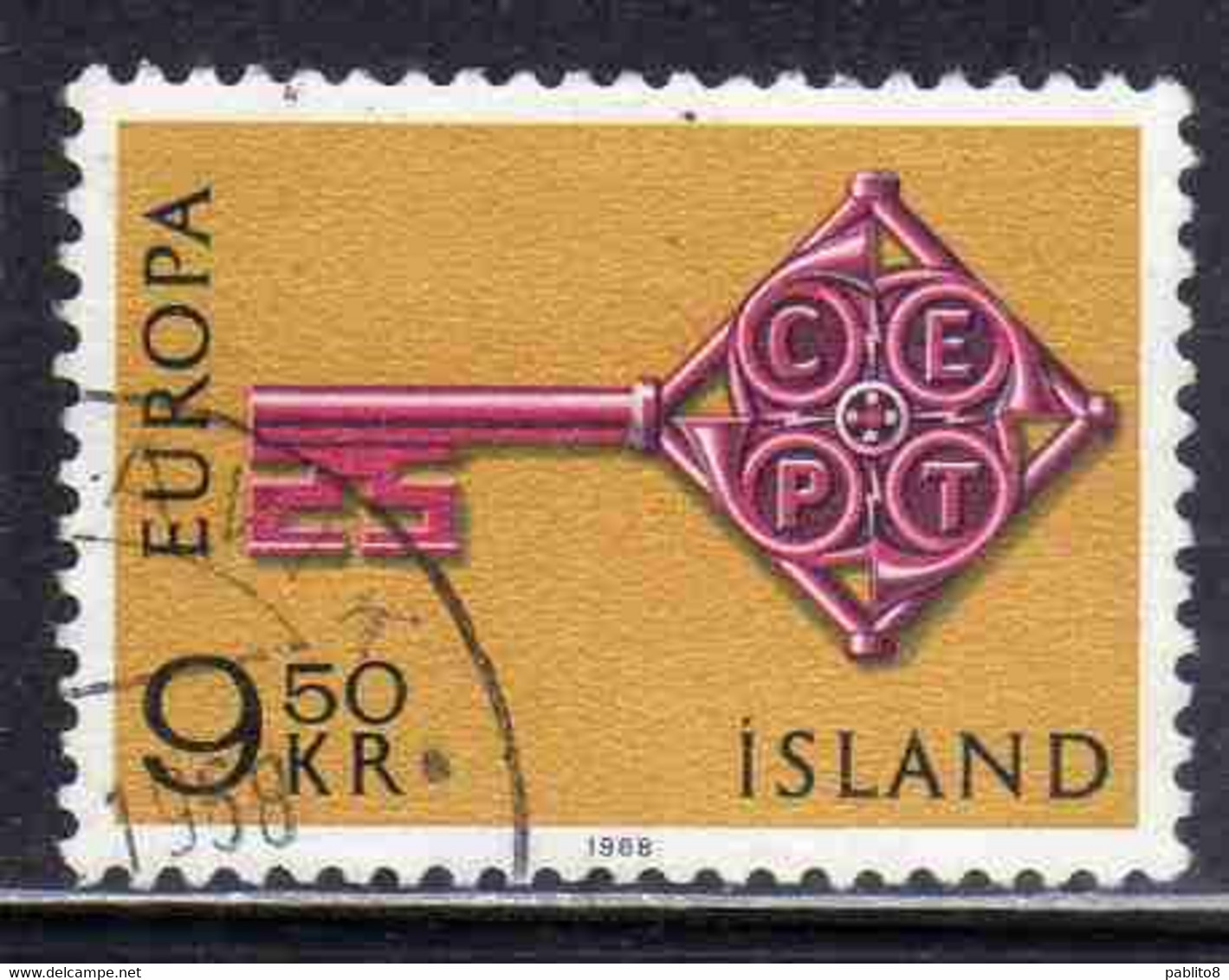 ISLANDA ICELAND ISLANDE ISLAND 1968 EUROPA CEPT UNITED 9.50k USED USATO OBLITERE' - Used Stamps