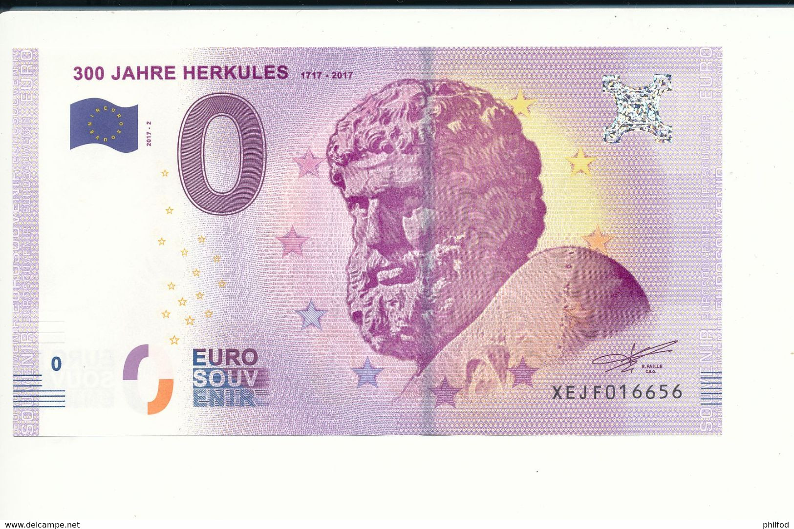 Billet Souvenir - 0 Euro - XEJF - 2017-2 - 300 JAHRE HERKULES 1717-2017 - N° 16656 - Mezclas - Billetes