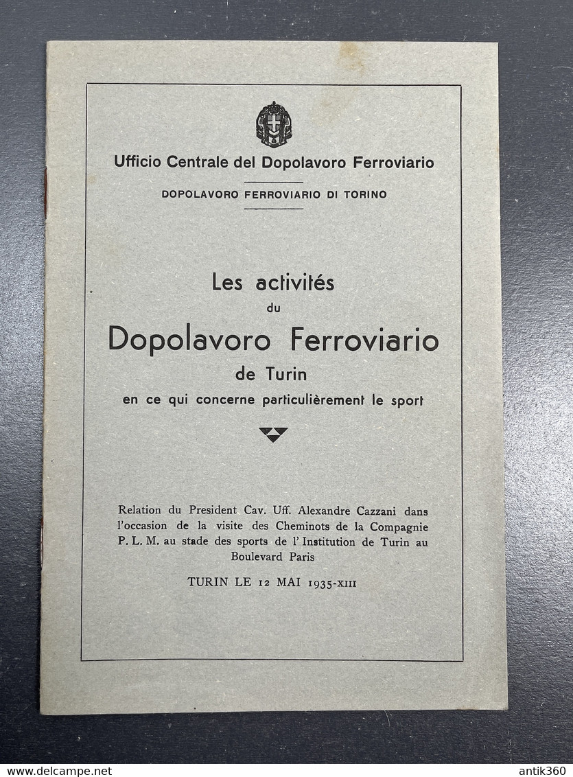 Ancienne Plaquette Propagande Fascime Italie Centre Culturel Turin PLM Ufficio Centrale Del Dopolavoro Ferroviario - Altri & Non Classificati