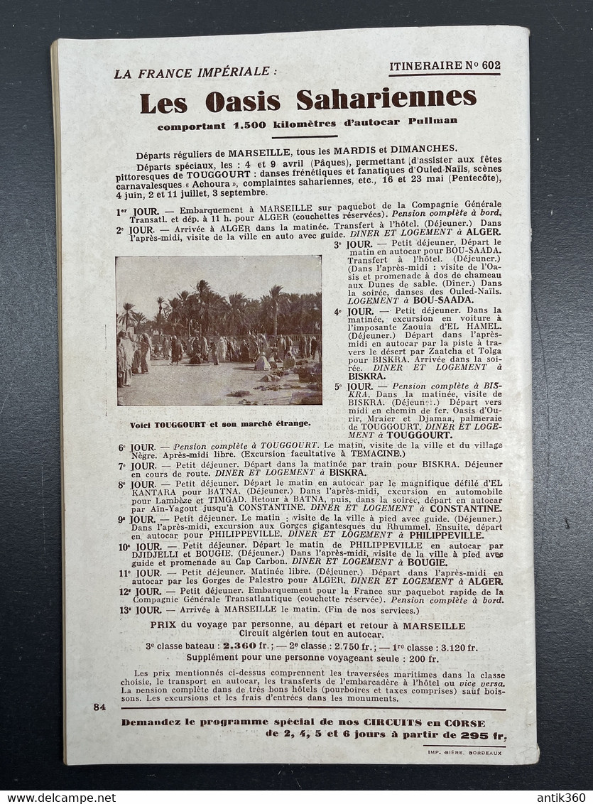 Programme Compagnie Française de Tourisme CFT Croisière Paquebots 3 expositions 1939