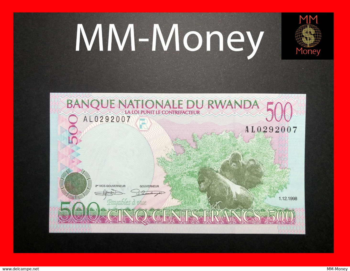 RWANDA 500 Francs 1.1.1998  P. 26  UNC - Rwanda