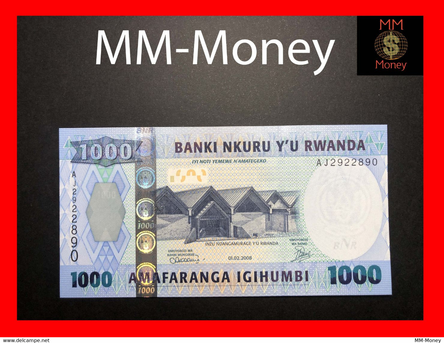 RWANDA 1.000  1000 Francs 1.2.2008  P. 35  UNC - Rwanda