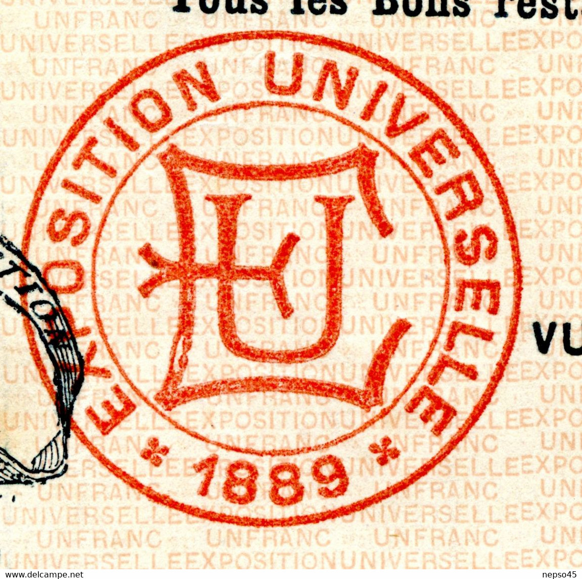 Exposition Universelle de 1889.Paris.Bon à Lot 25 Francs au Porteur.Illustration Henri Danger.Cachet Sec.