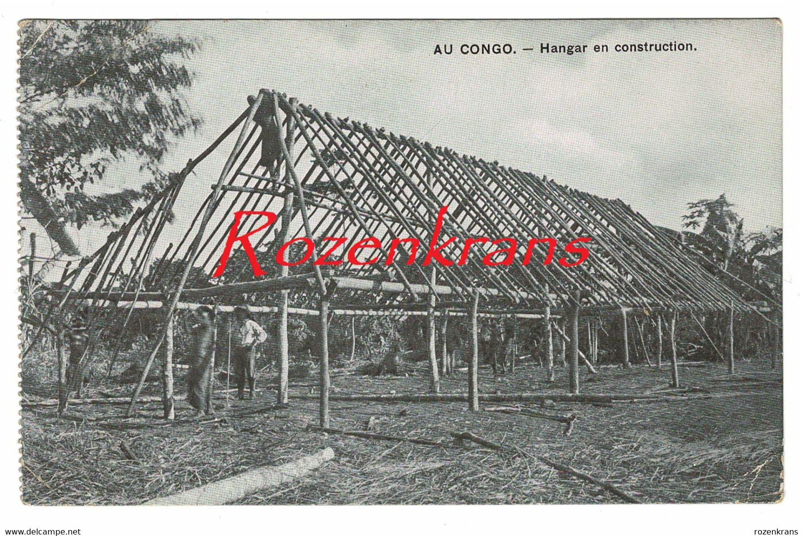 Belgisch Congo Belge Hangar En Construction CPA - Belgian Congo