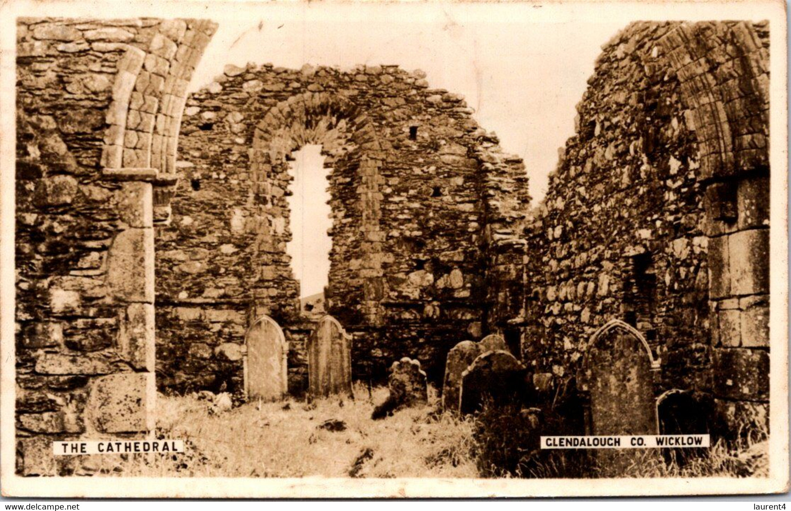 (1 K 13)(OZ) Ireland (posted To Australia 1954) Wicklow - The Cathedral (antic Ruins) B/w - Wicklow