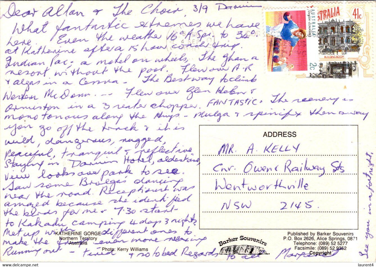 (1 K 14) (OZ) Australia - NT - Katherine Gorge  - Posted With 2 Stamps ! - Katherine
