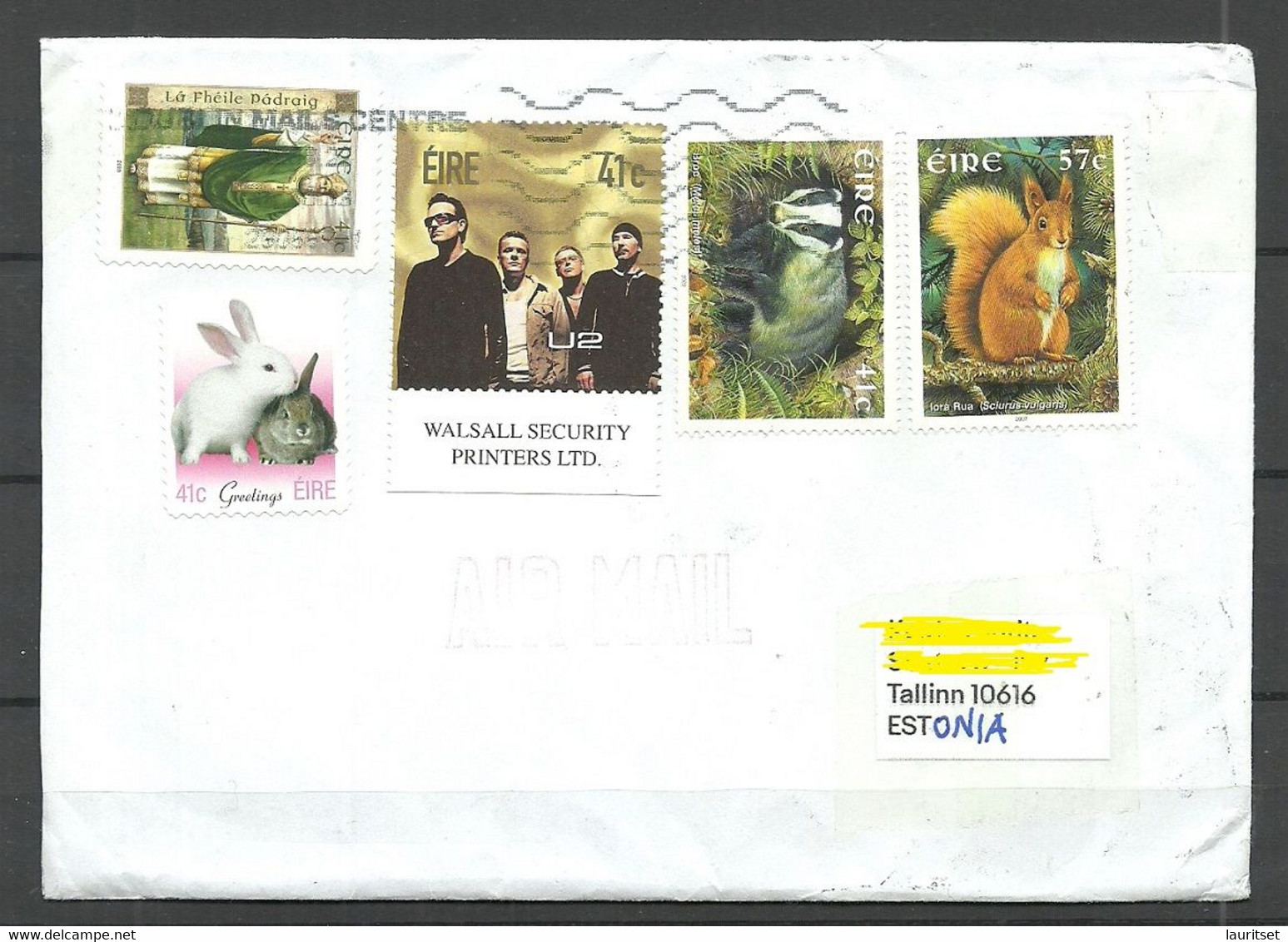 IRLAND IRELAND 2022 Cover To Estonia With Many Nice Stamps Animals Tiere Musik Band U2 Bono Etc - Covers & Documents