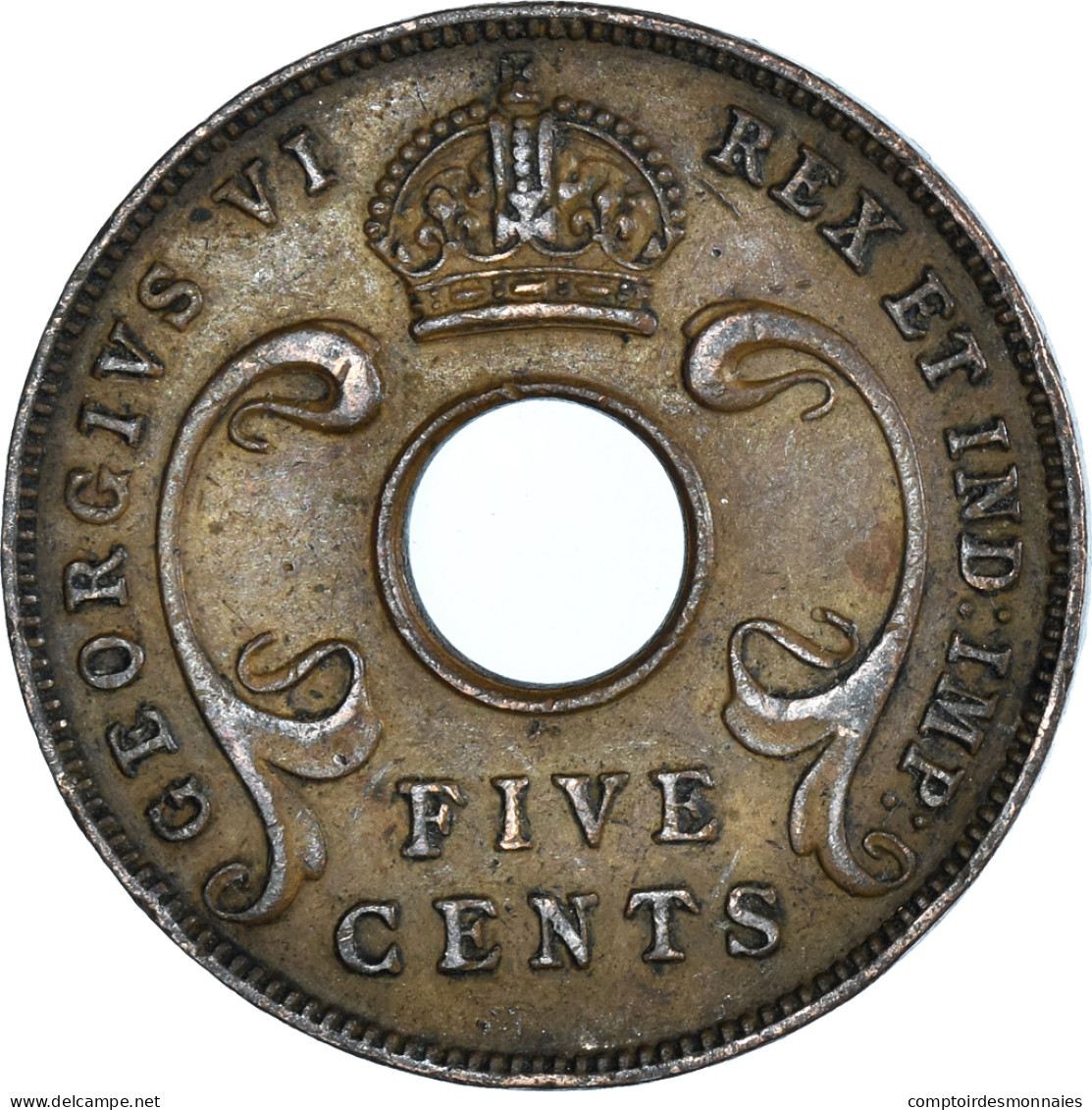 Monnaie, Afrique Orientale, 5 Cents, 1942 - Colonie Britannique