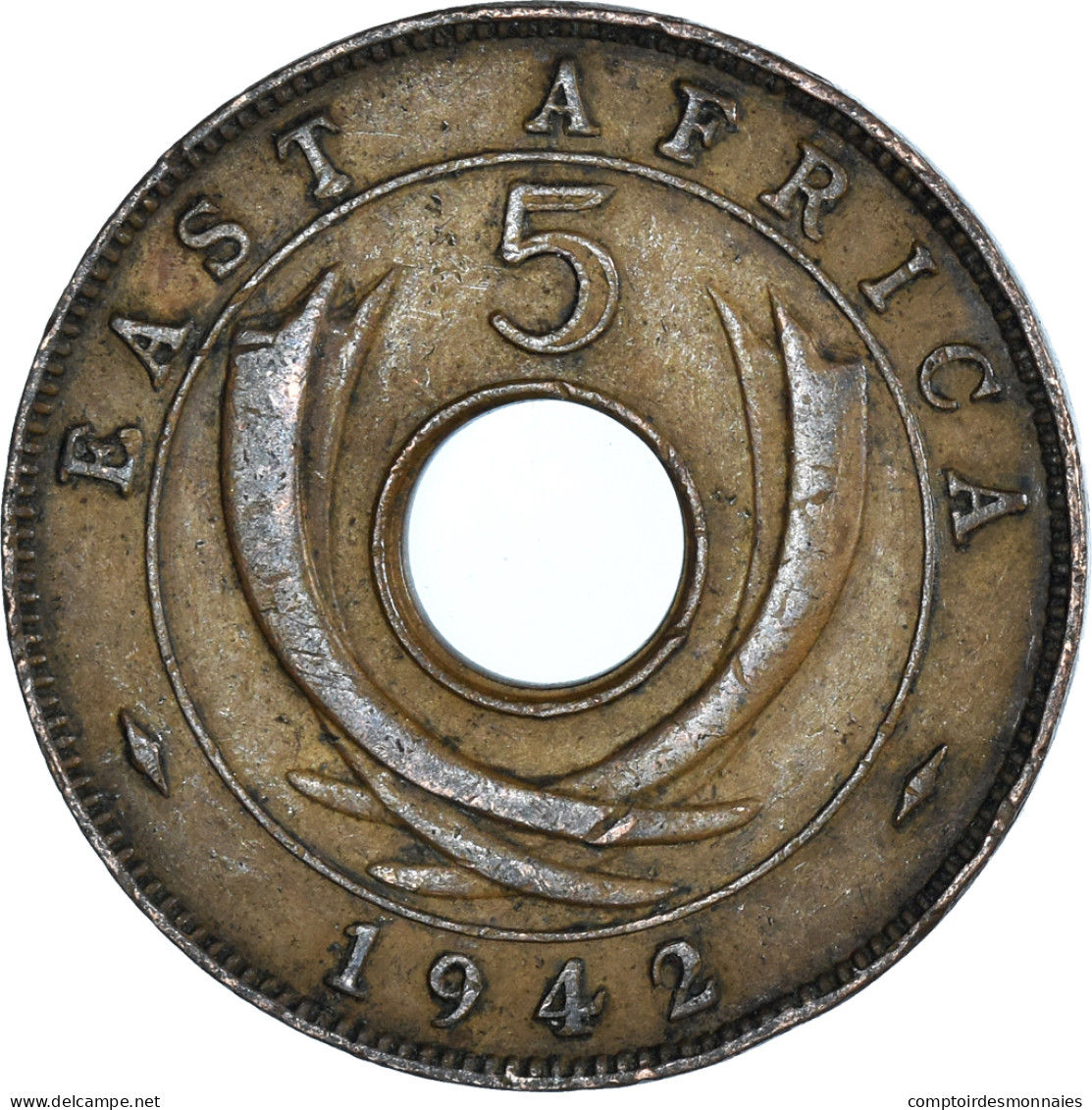 Monnaie, Afrique Orientale, 5 Cents, 1942 - Colonie Britannique