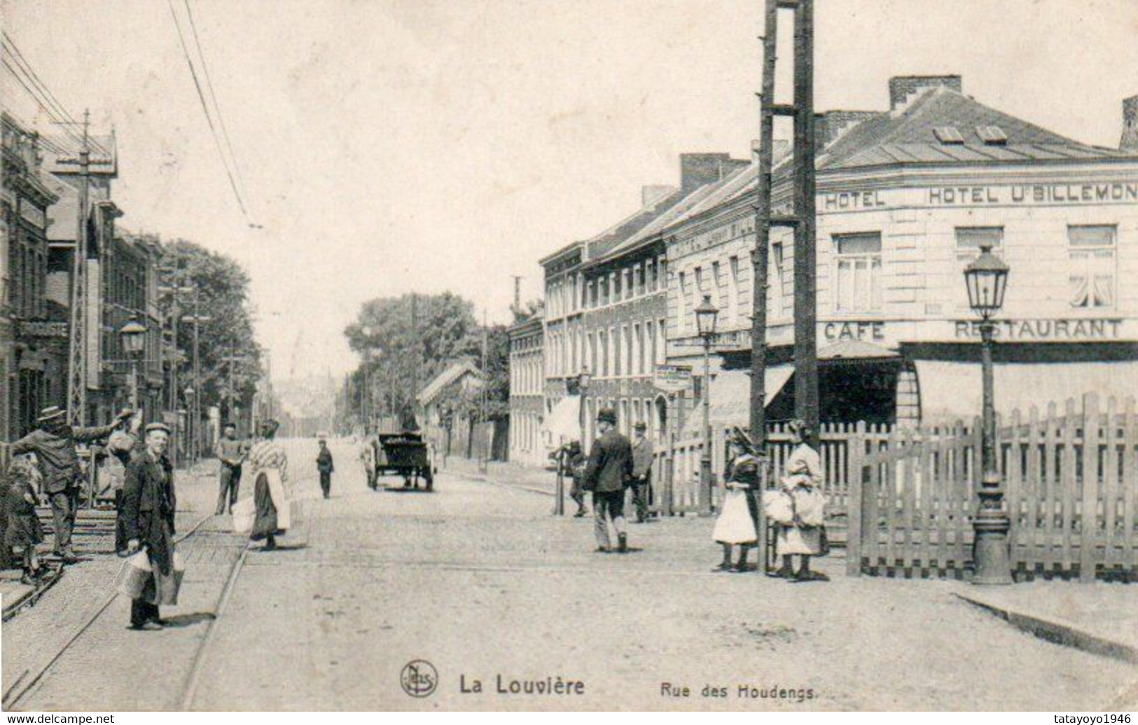 La Louvière Rue Des Houdengs Bien Animée Hotel,café,restaurant Urb.Billemont Voyagé En 1913 - La Louvière