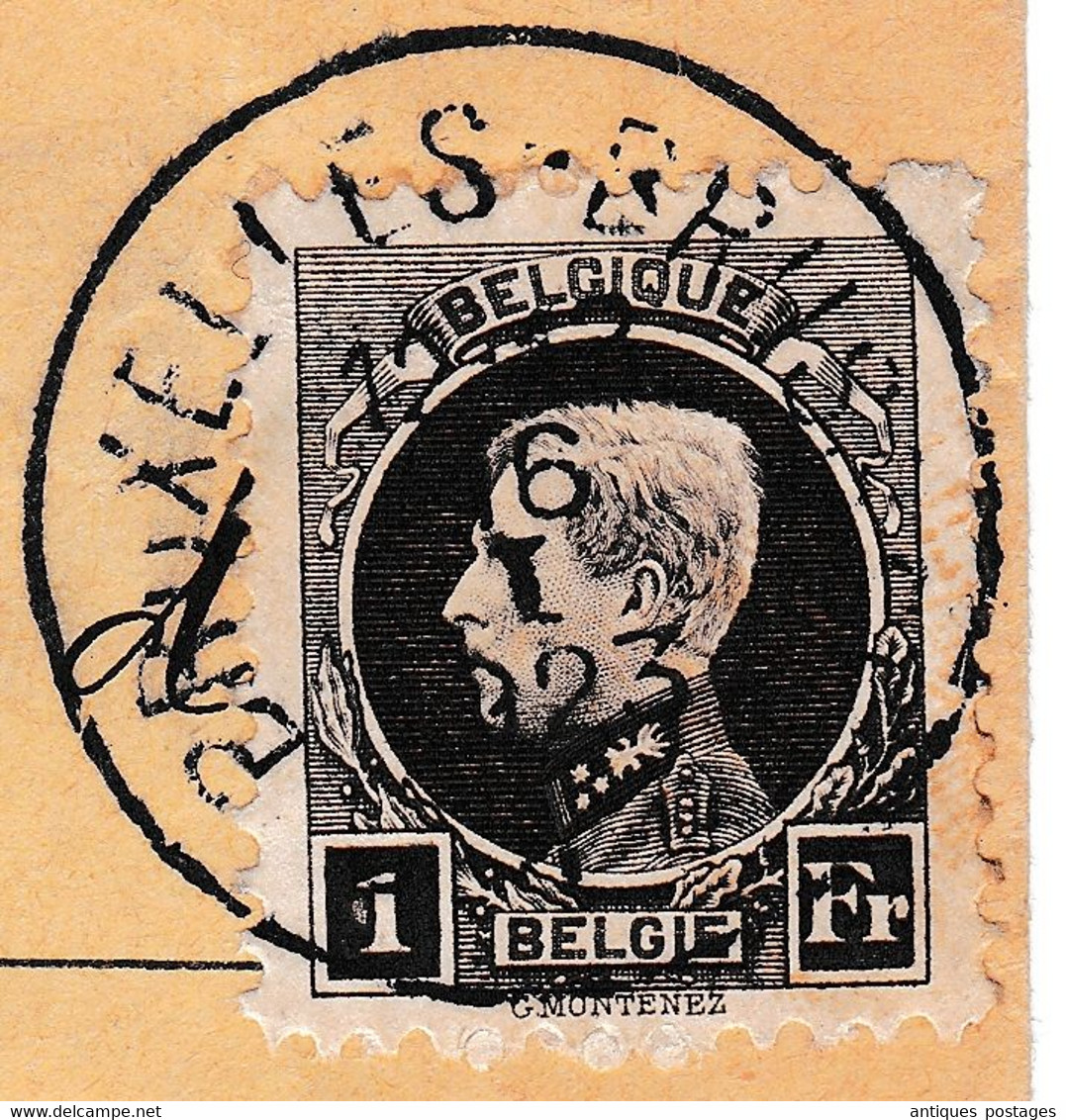 Lettre Recommandée 1923 Bruxelles Belgique Timbre Roi Albert Ier 1F Georges Montenez - 1921-1925 Kleine Montenez