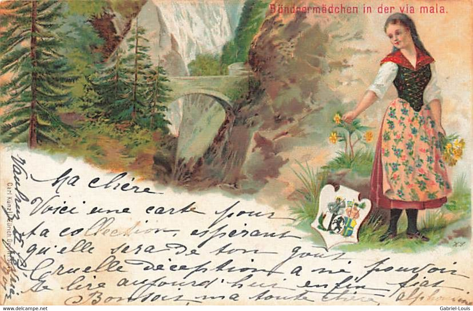 Bündnermädchen In Der Via Mala  Zillis Reischen 1901 - Zillis-Reischen