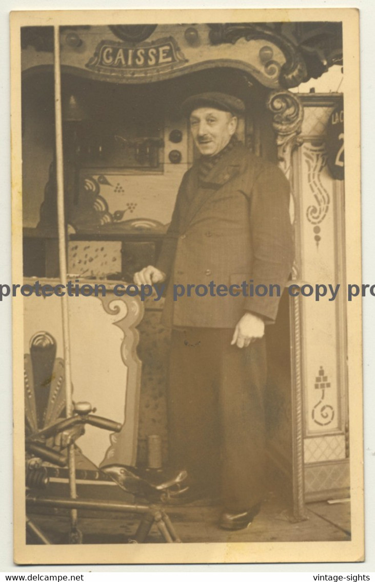 Showman At His Carousel *2 / Funfair (Vintage RPPC Belgium ~1920s/1930s) - Ferias