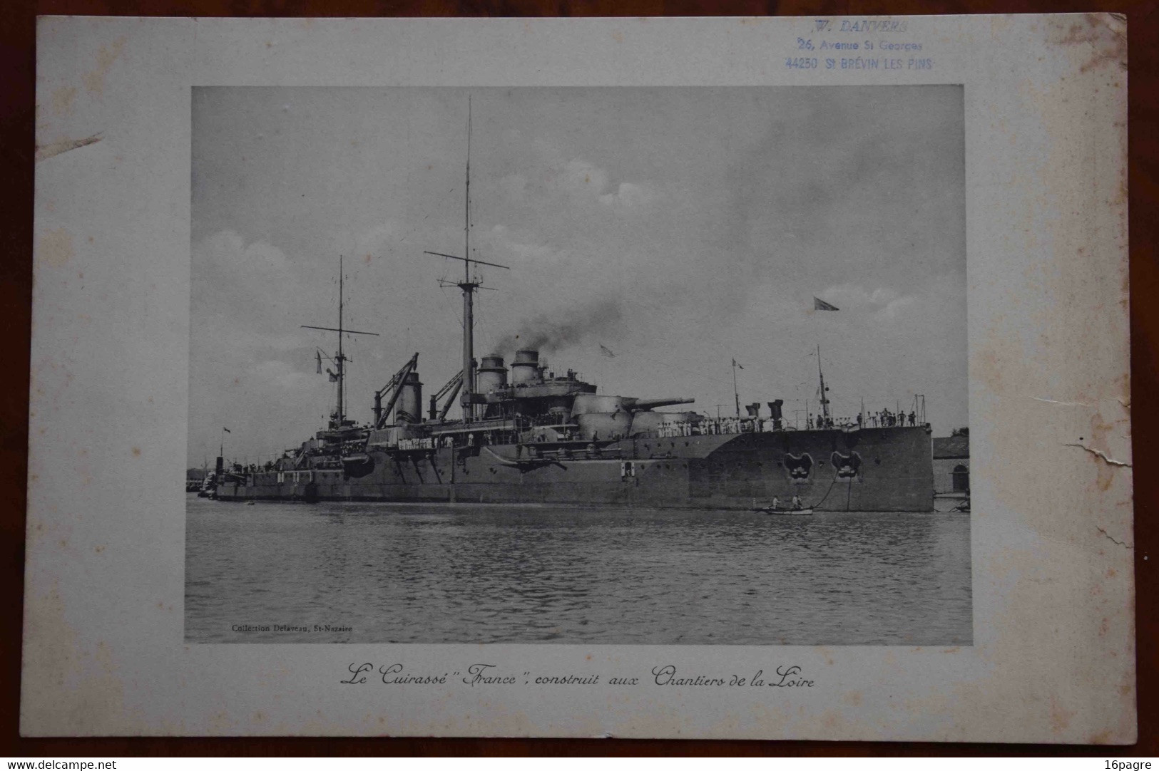 HÉLIOGRAVURE, CUIRASSÉ FRANCE, CHANTIERS DE LA LOIRE, SAINT-NAZAIRE, 1912, NAVIRE DE GUERRE, QUIBERON, SAINT-BRÉVIN - Bateaux