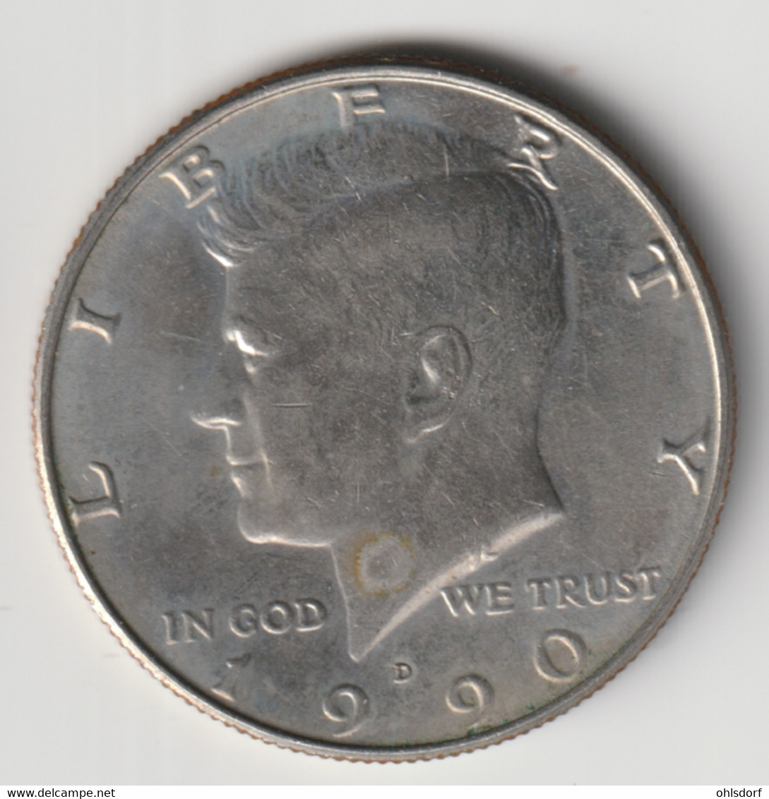 U.S.A. 1990 D: 1/2 Dollar, KM 202b - 1964-…: Kennedy