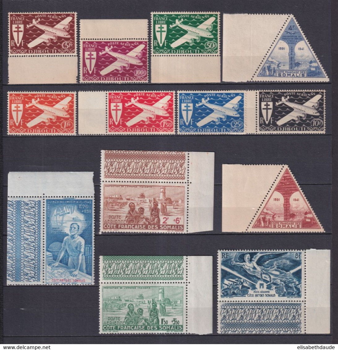 COTES DES SOMALIS - 1943/1946 - POSTE AERIENNE - YT N° 1/13 ** MNH - COTE = 37.5 EUR. - Nuevos