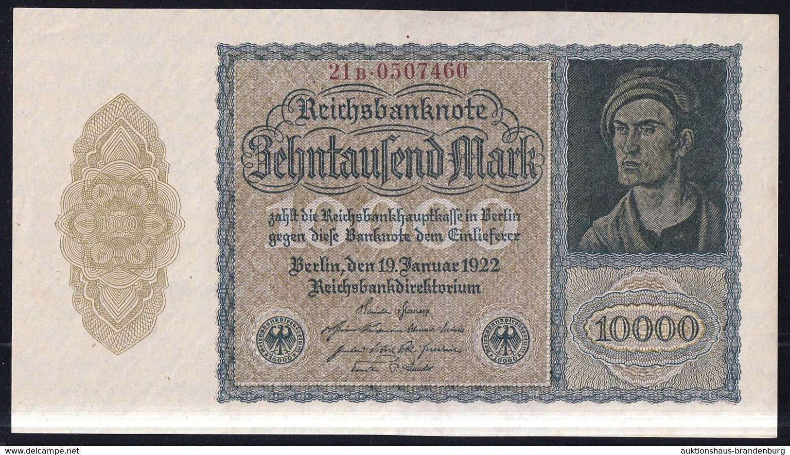 10.000 Mark 19.1.1922 - FZ B Mit KN 7-stellig - Reichsbank (DEU-78d) - 10.000 Mark