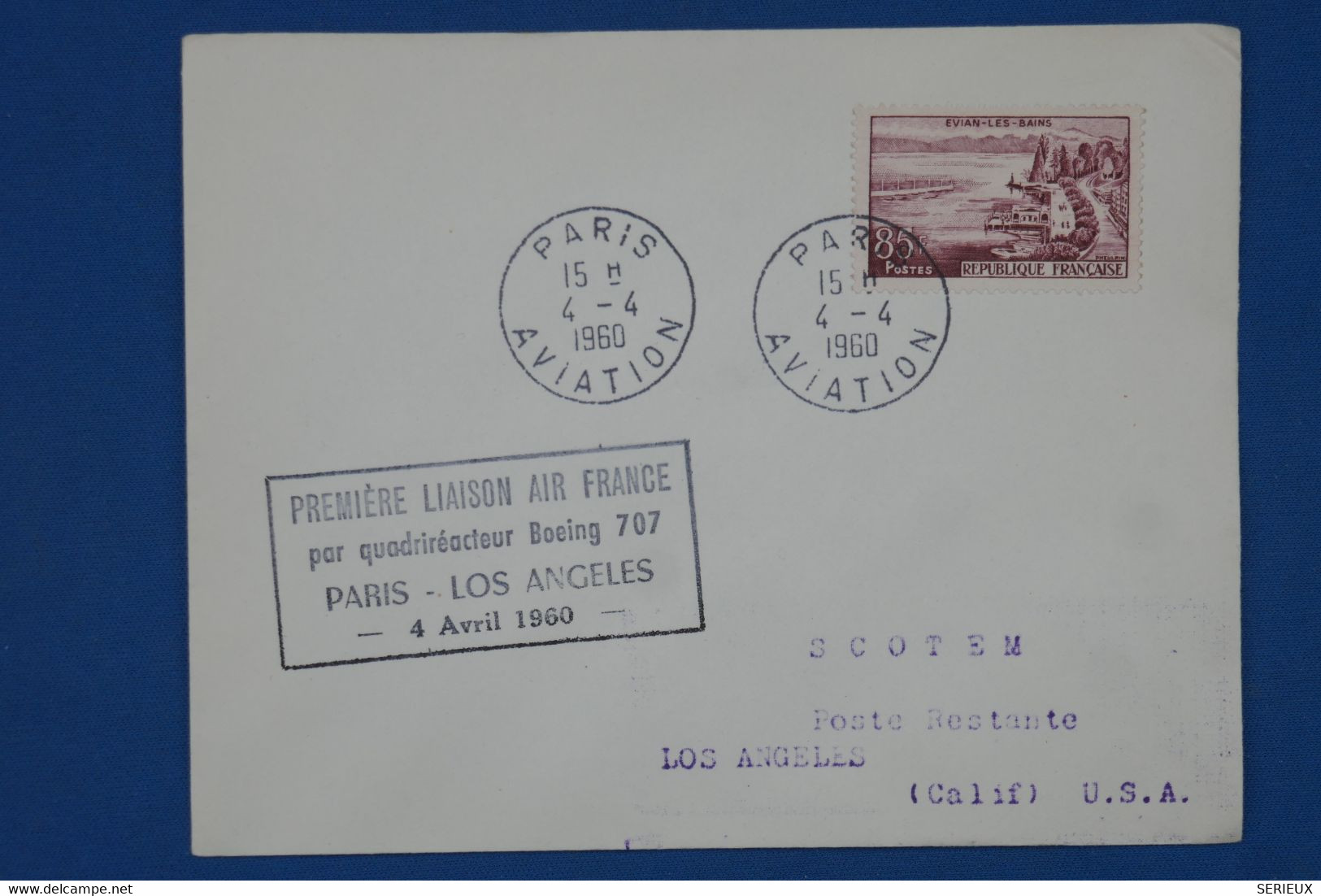 BD15 FRANCE  BELLE  LETTRE 1960  +PARIS LOS ANGELES  USA +SCOTEM +AEROPHILATELIE+++AFFRANC. PLAISANT - 1960-.... Covers & Documents