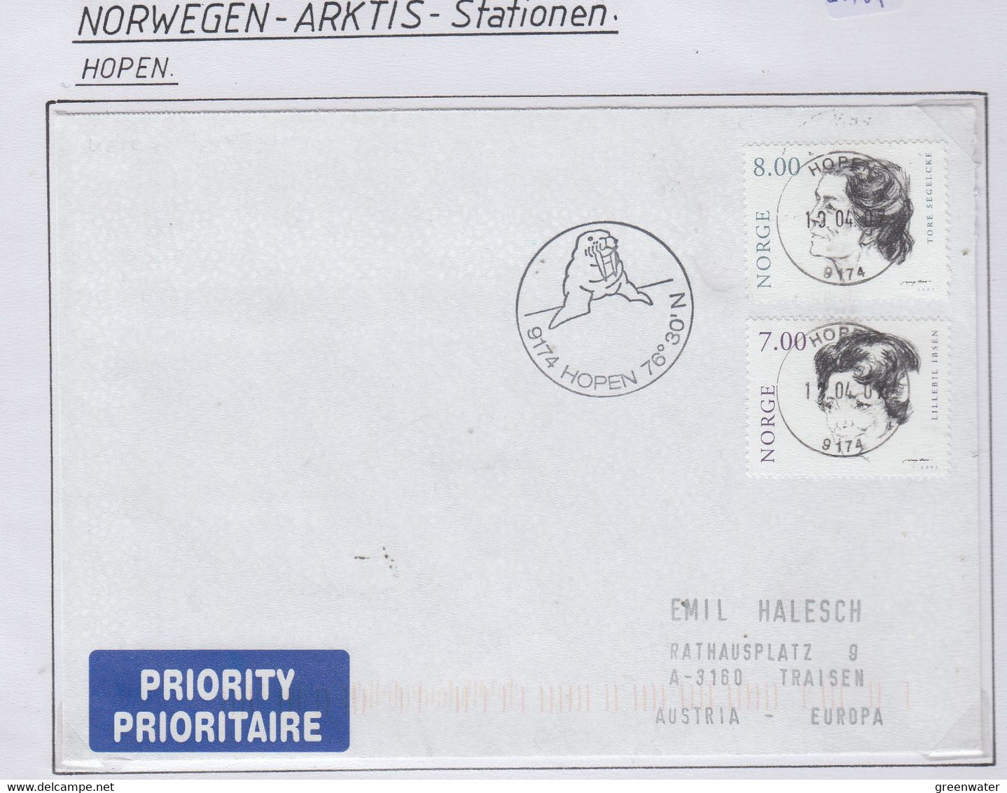 Norway Hopen Cover Ca  13.04.2007 (NI187) - Lettres & Documents