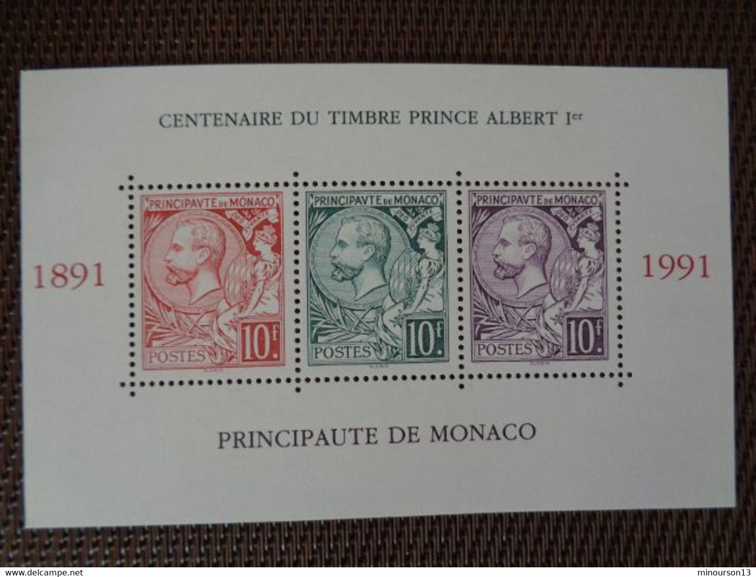 1991 BLOC Y&T N° 53 ** - CENTENAIRE DU TIMBRE PRINCE ALBERT I - Neufs