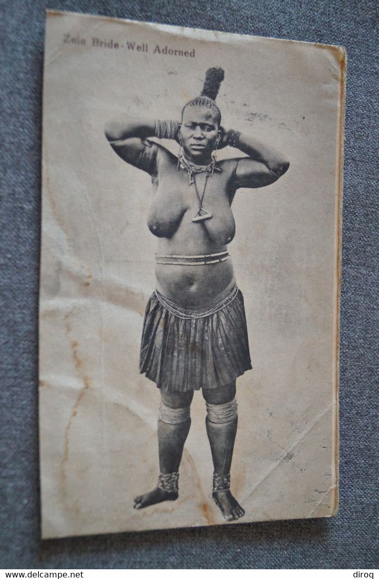 Congo Belge; Ethnologie; Femme Seins Nus Femme Africaine Zoulou 1924,ancienne Photo Carte 14 / 9 Cm. - Africa