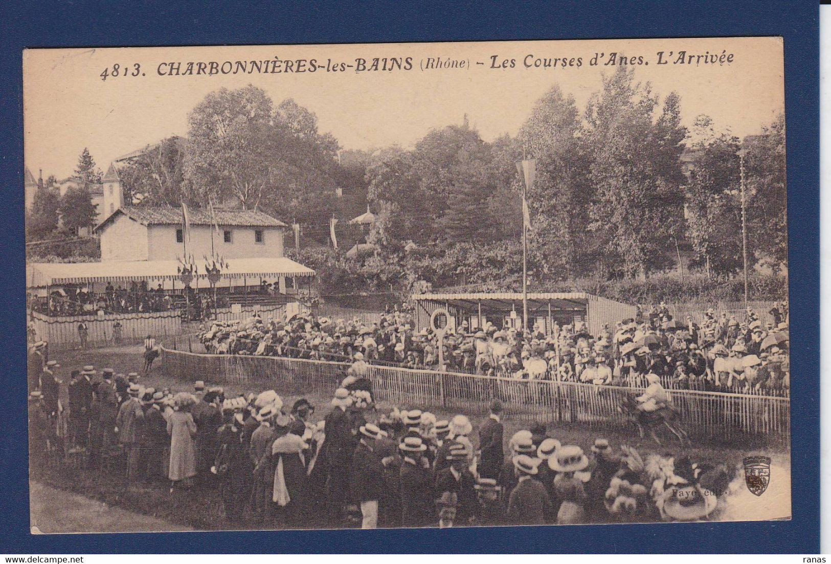 CPA Ane Donkey Charbonnières Les Bains Courses écrite - Donkeys