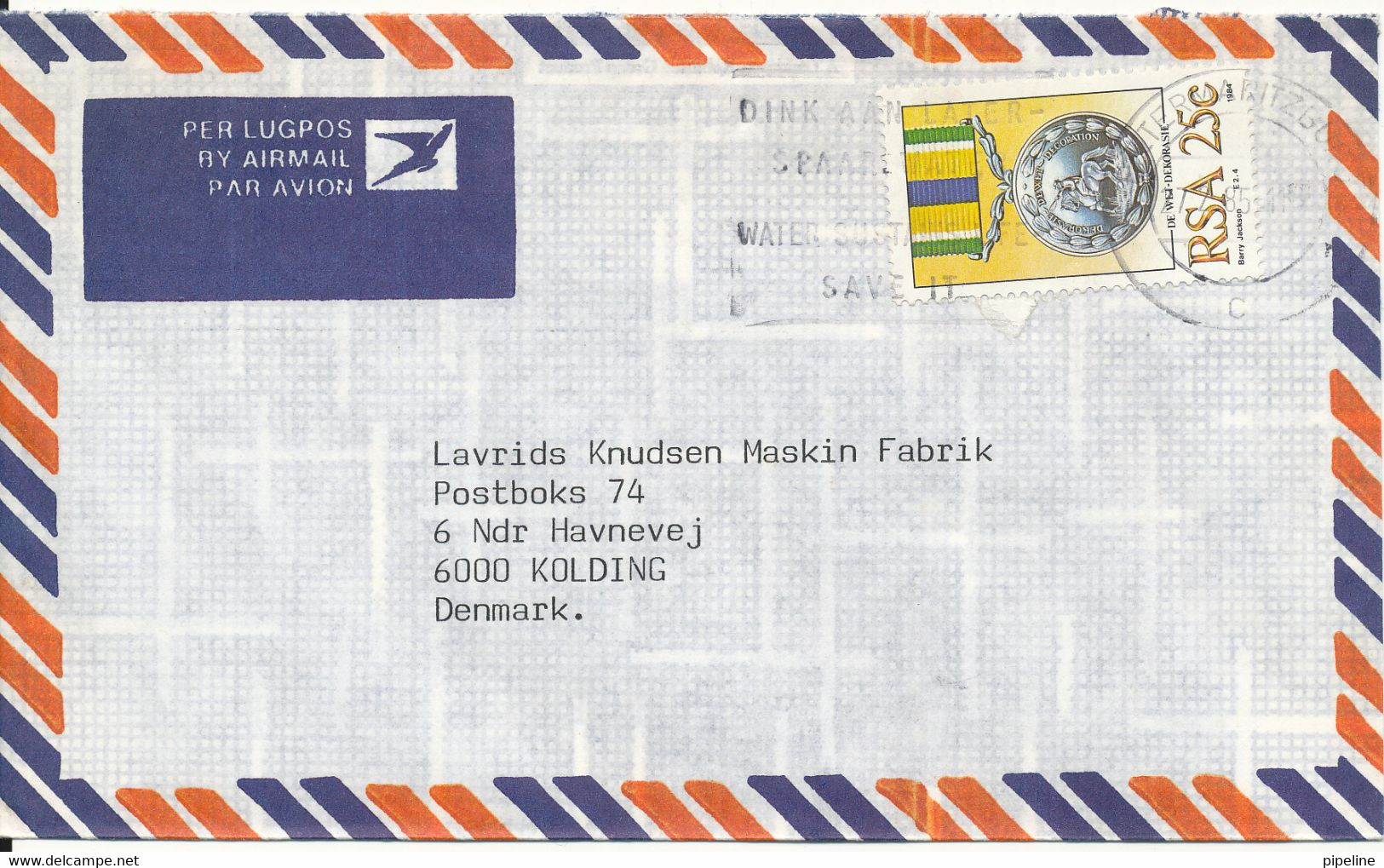 South Africa RSA Air Mail Cover Sent To Denmark 27-2-1985 - Posta Aerea