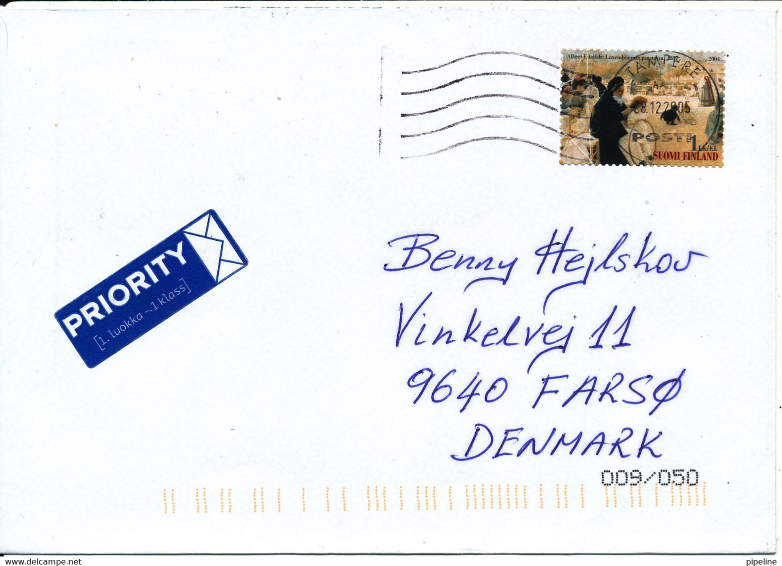 Finland Cover Sent To Denmark Tampere 8-12-2005 Single Franked - Lettres & Documents