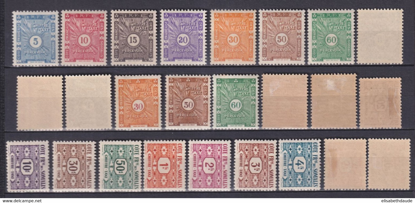 COTE DES SOMALIS - 1938/1947 - TAXE - SERIES COMPLETES YVERT N°11/20+39/53 * MLH - COTE = 28 EUR. - - Ongebruikt