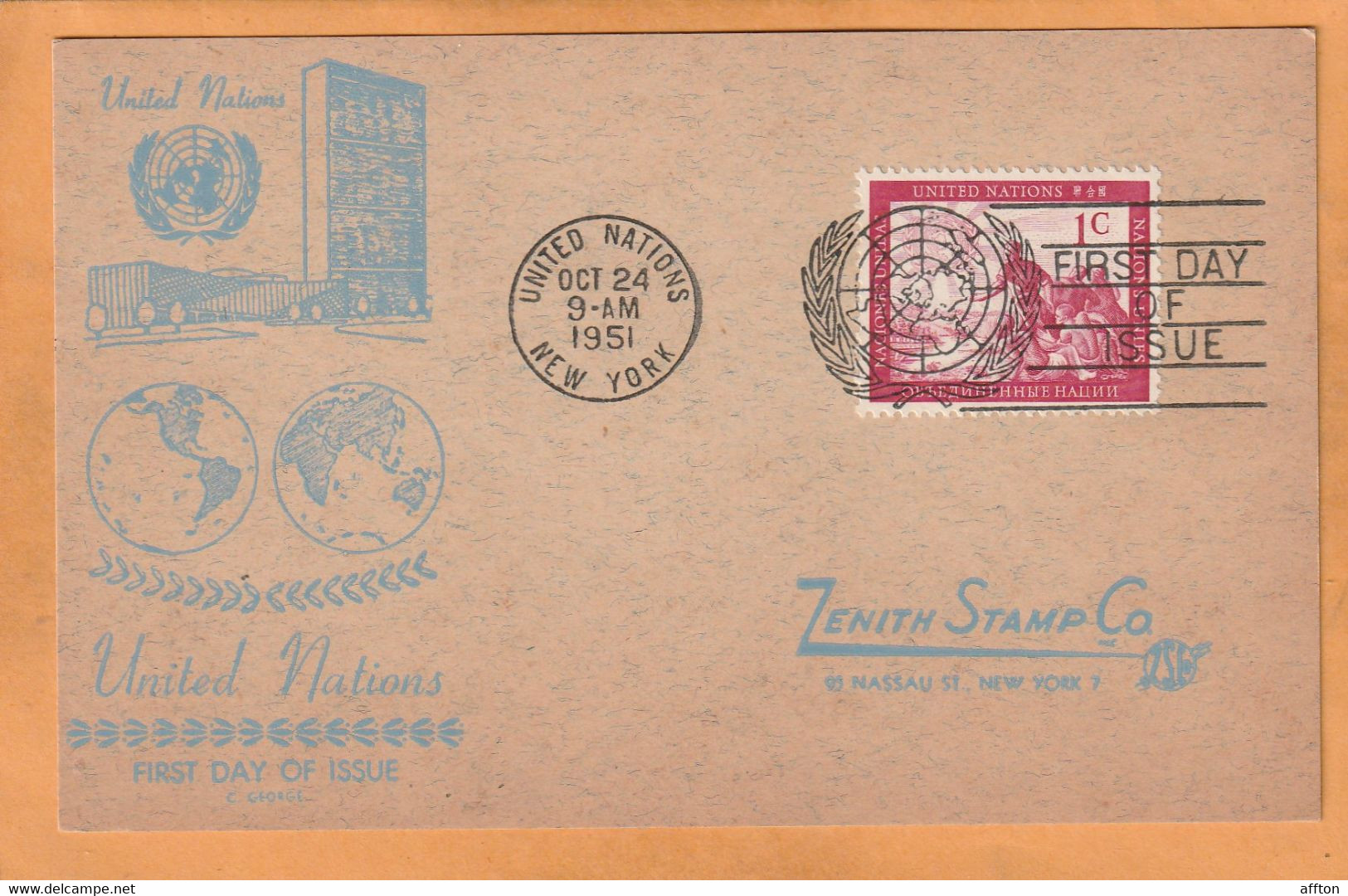 United Nations 1951 Card Mailed - Lettres & Documents