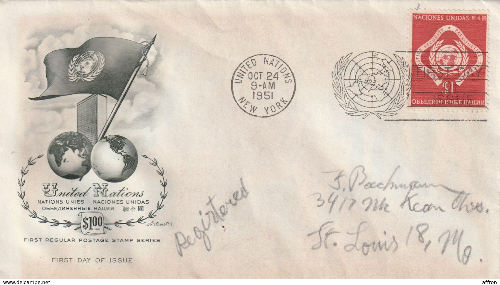 United Nations 1951 FDC Mailed - Lettres & Documents
