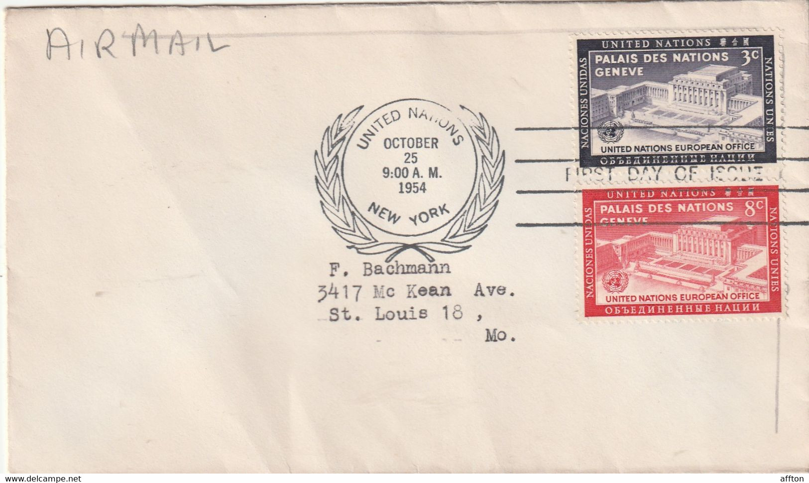 United Nations 1954 FDC - Covers & Documents