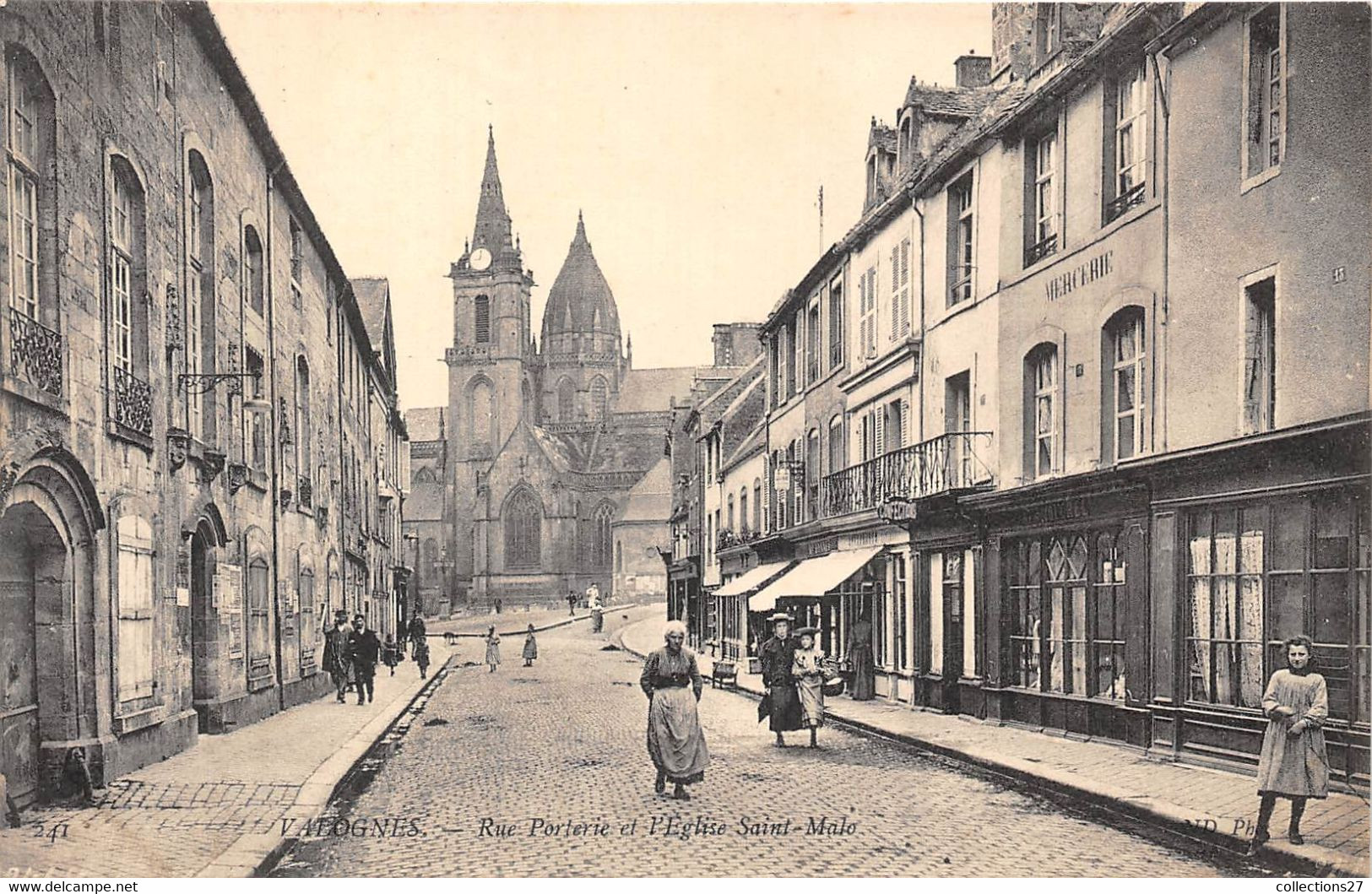 50-VALOGNES- RUE PORTERIE ET L'EGLISE SAINT-MALO - Valognes