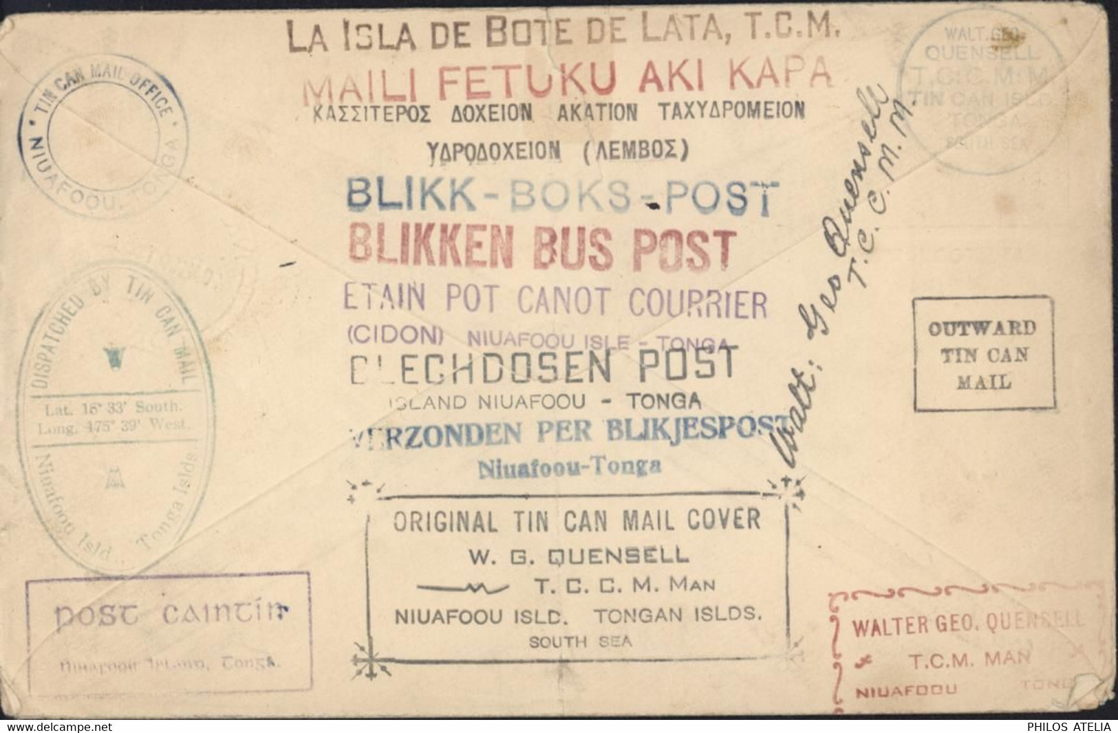 Tonga Tin Can Canoe Mail Island YT N°69 CAD Niuafoʻou Niuafoou 28 AV 39 Cachet Blechdosen Post +Etain Pot Canot Courrier - Tonga (...-1970)