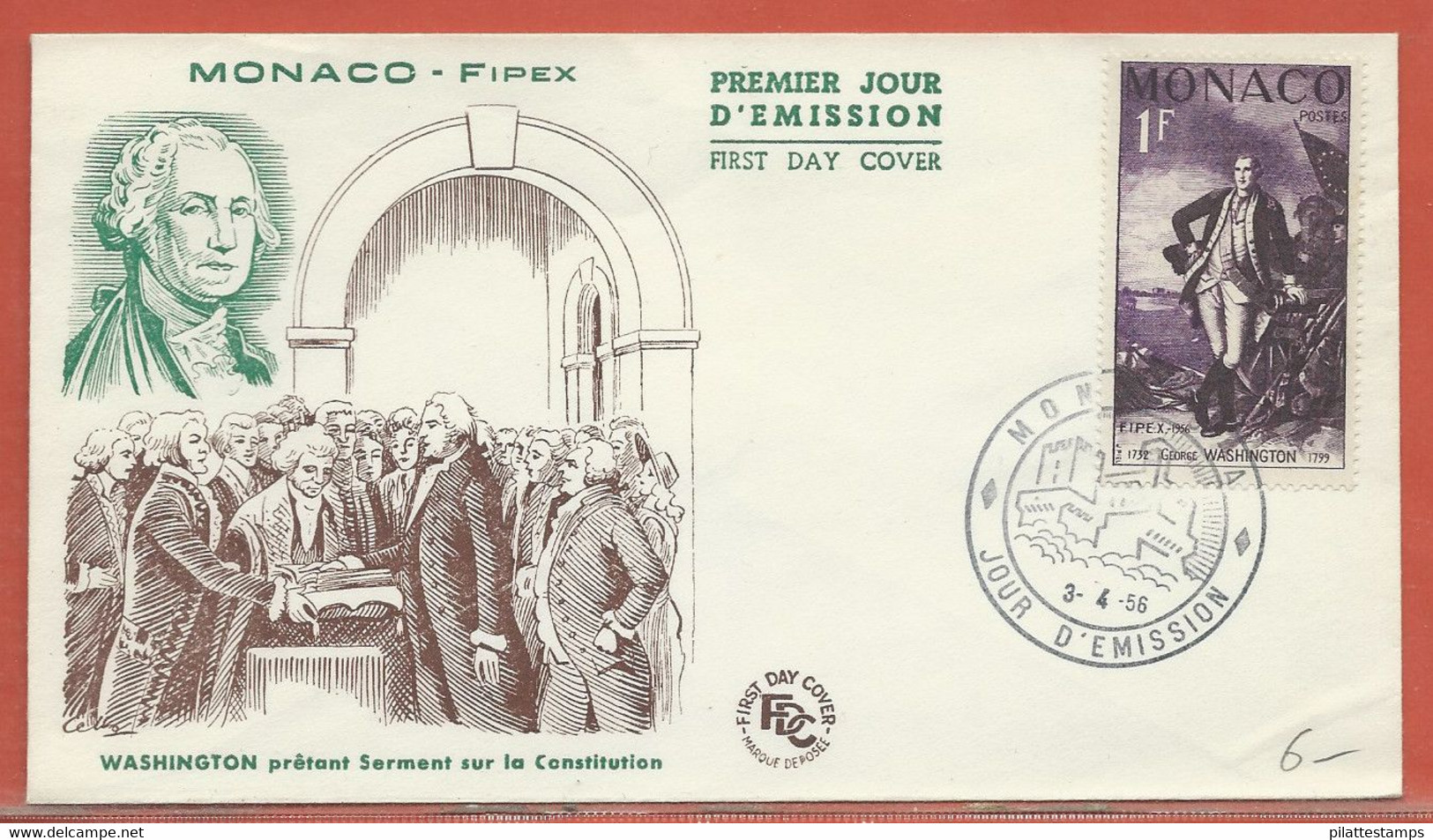 WASHINGTON MONACO LETTRE FDC DE 1956 - George Washington