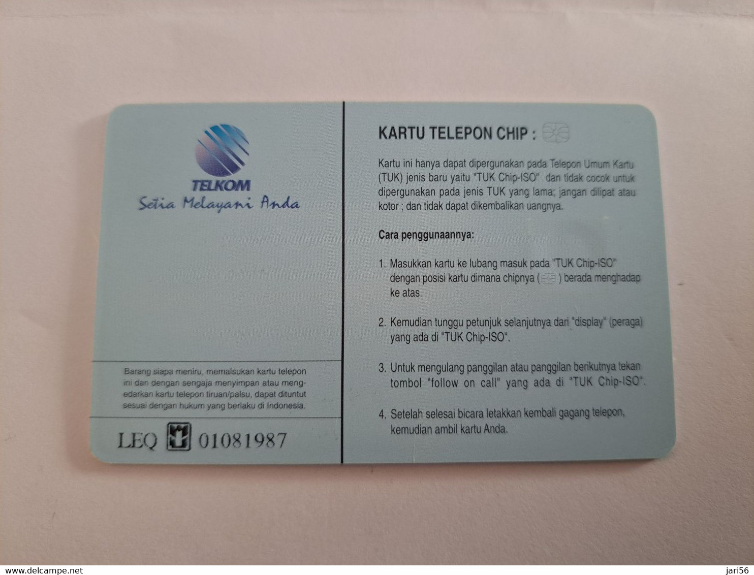 INDONESIA CHIPCARD 100 UNITS  BIRD / STORCH /SETIA MELAYARI ANDA      Fine Used Card   **11013 ** - Indonesia