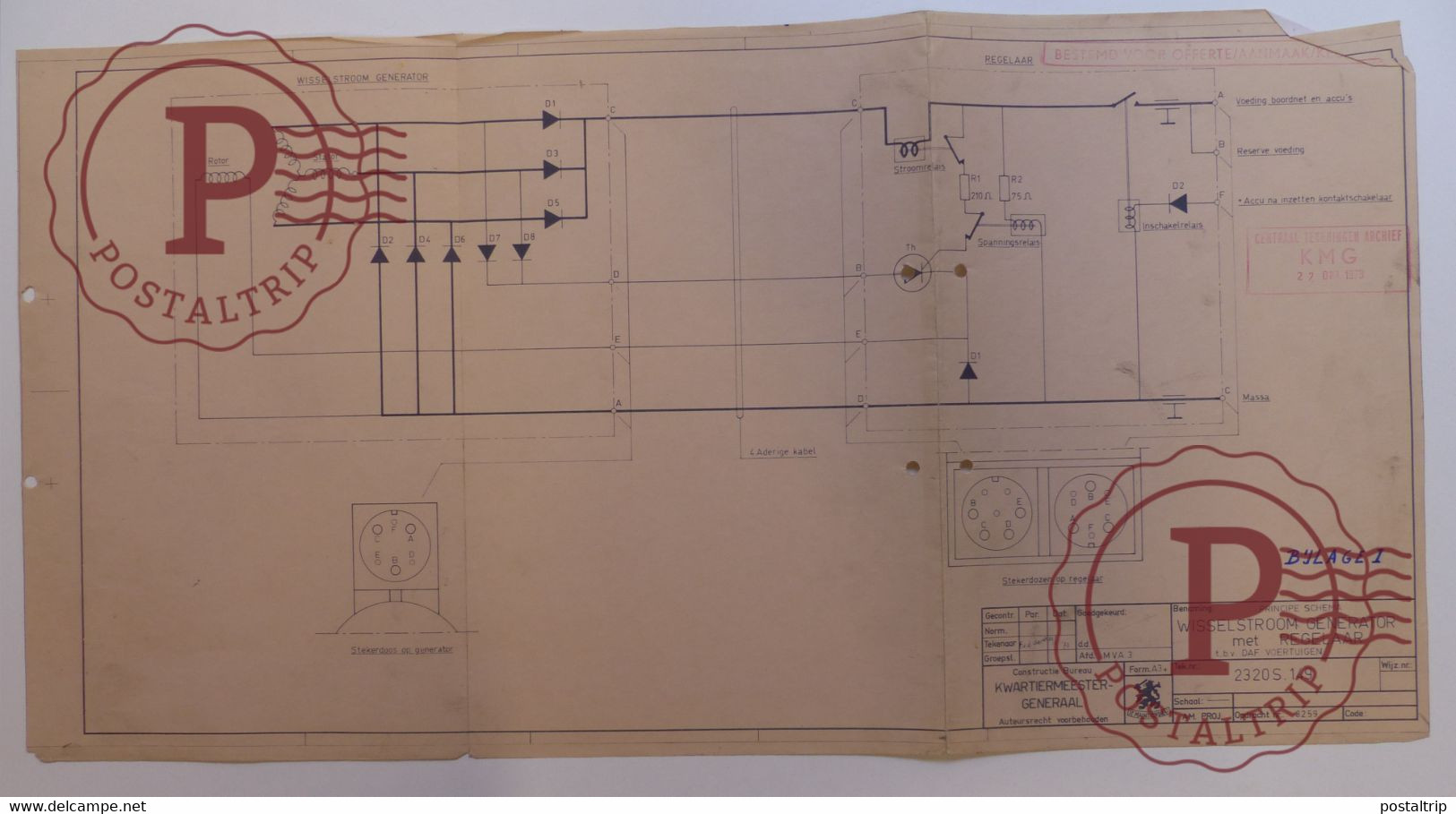 HUEGE LOT (+-35 PRINTS) lot technical drawings of military vehicles and electric circuits, including 'Fahrschulpanzer'