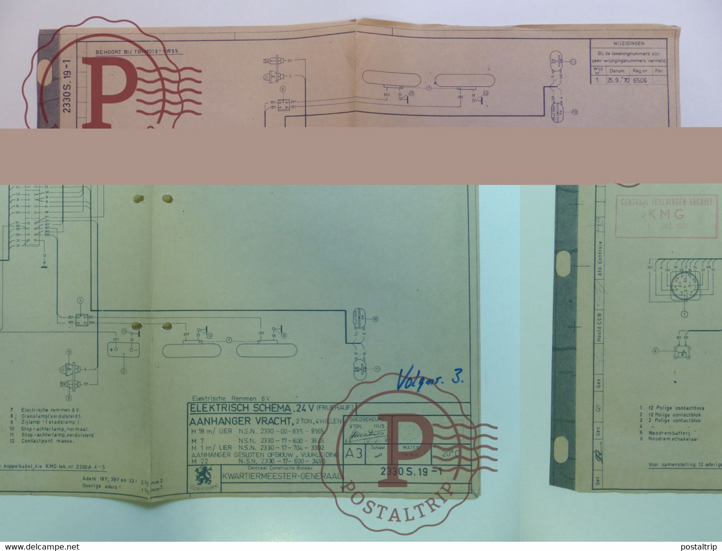 HUEGE LOT (+-35 PRINTS) lot technical drawings of military vehicles and electric circuits, including 'Fahrschulpanzer'