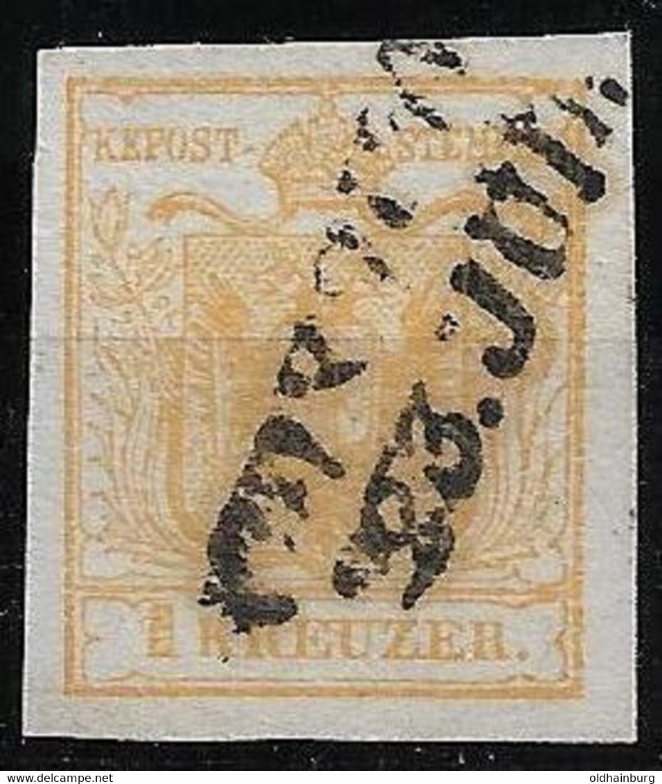 "Ungarn- Vorläufer" Österreich ANK 1 M I B Goldgelb, Befund Ferchenbauer (300.- €) CASCHAU 23. Juli Farbrarität ! - ...-1867 Prephilately