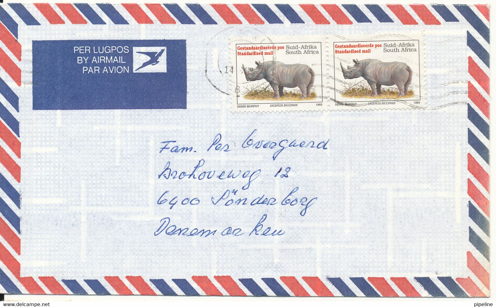 South Africa Air Mail Cover Sent  To Denmark  14-12-1993 - Poste Aérienne