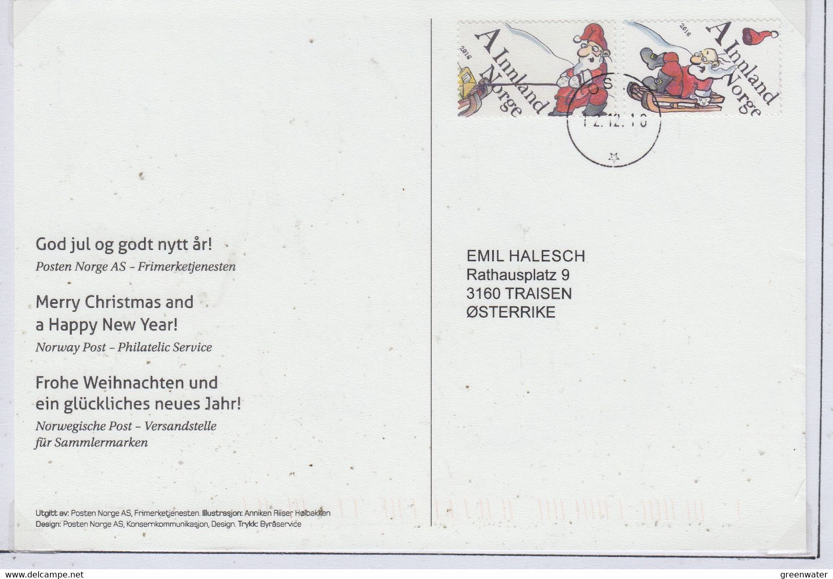 Norway Postens Norge New Year Card 2010 (NI192A) - Brieven En Documenten