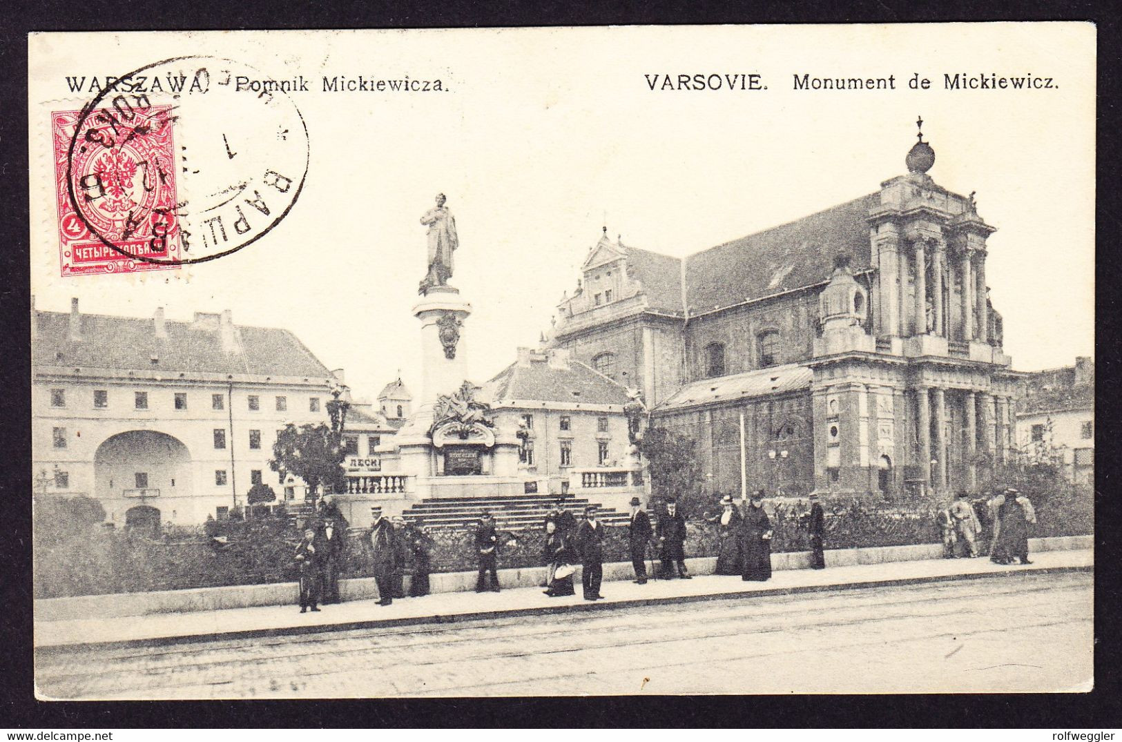 1912 AK Aus Warschau Nach Leysin, Gestempelt Bapwaba Auf Russischer Marke. Bahnstempel - Briefe U. Dokumente
