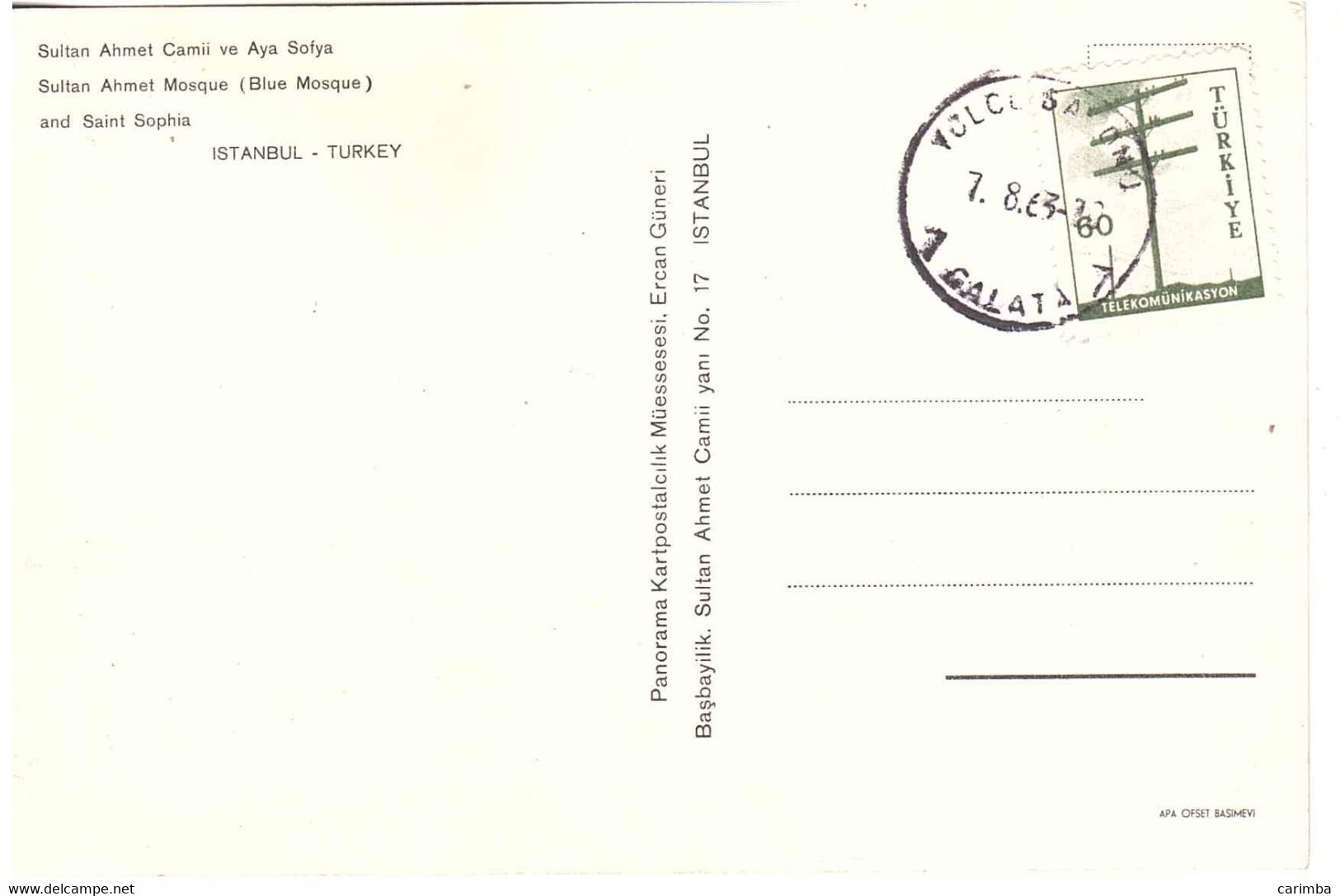 1963 CARTOLINA ISTANBUL PER ITALIA - Lettres & Documents