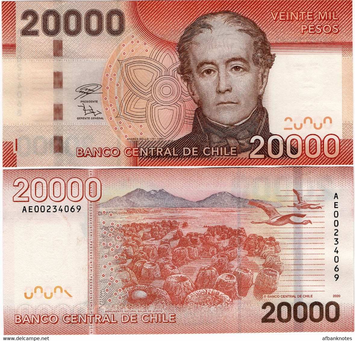 CHILE       20,000 Pesos       P-165[k]       2020       UNC  [ 20000 ] - Chile