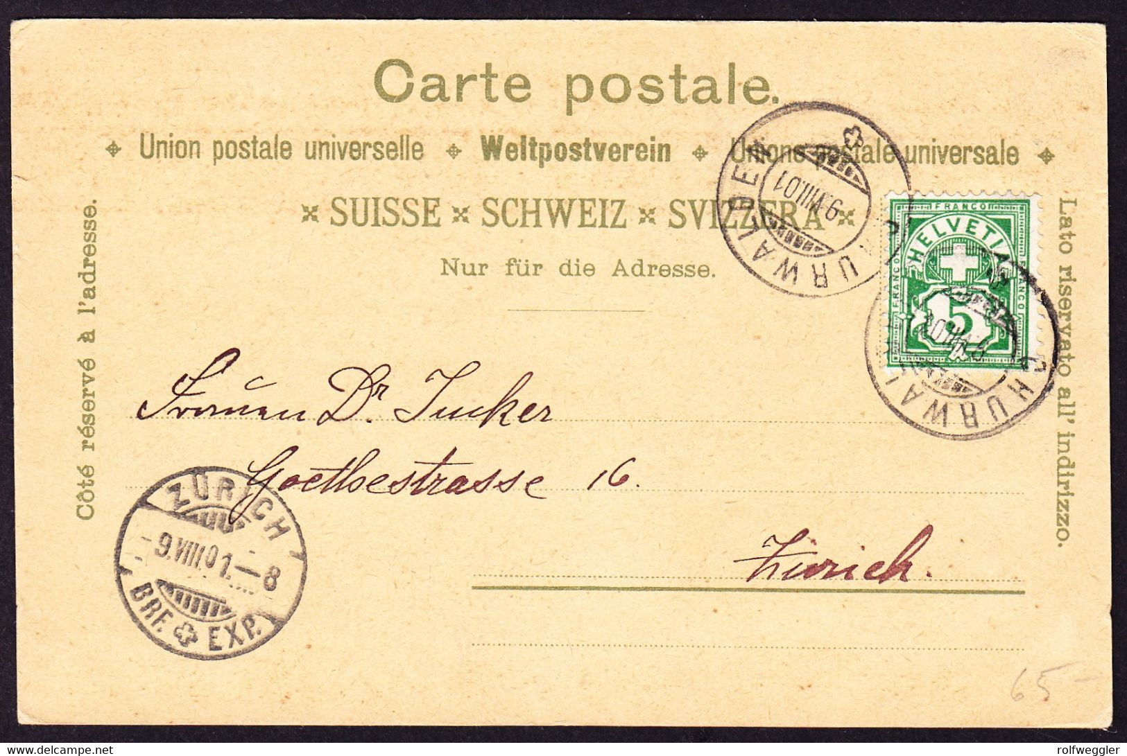 1901 Gelaufene Litho AK: Gruss Aus Churwalden, 3 Bildrig. - Churwalden