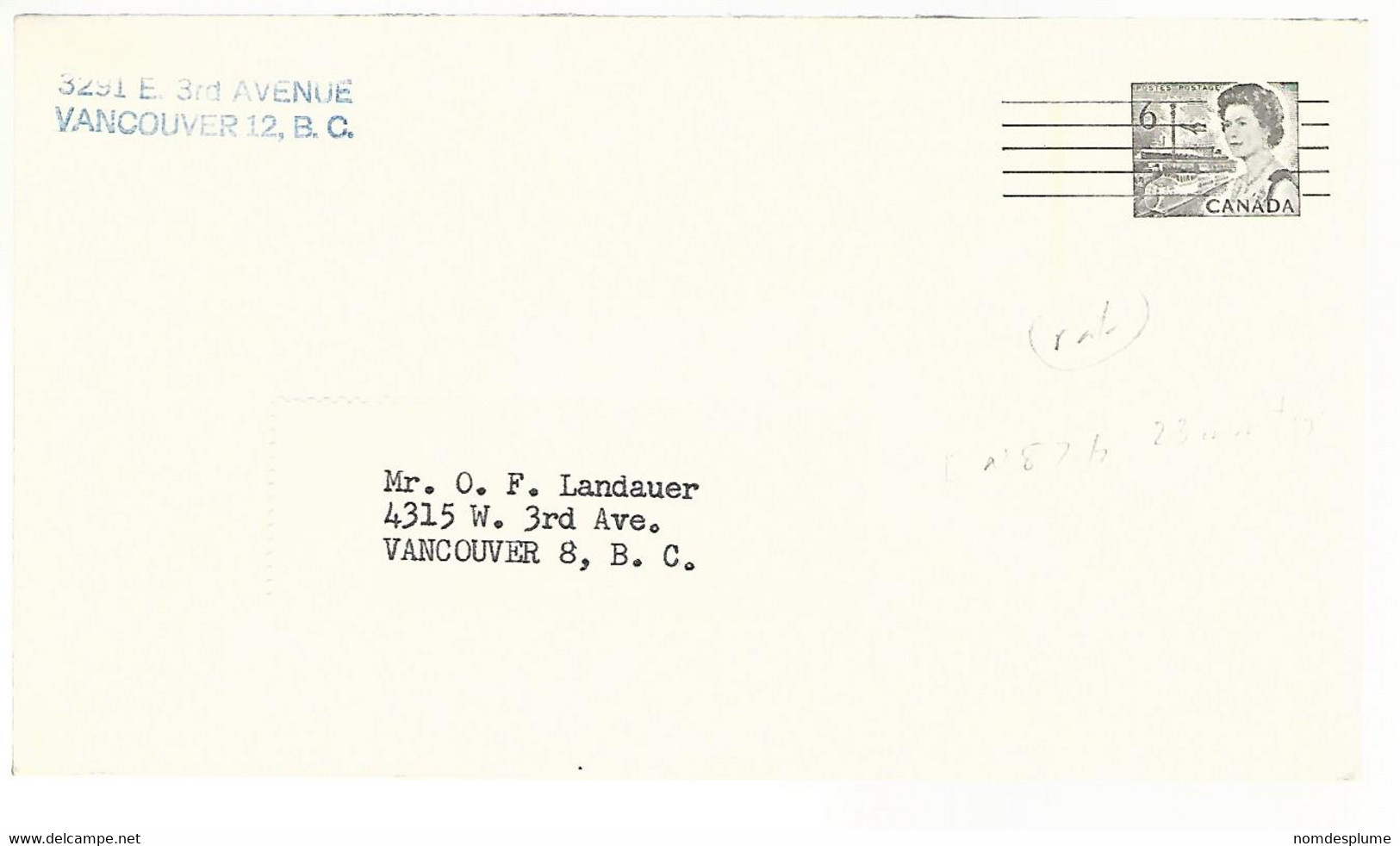 56338 ) Canada Precancel? Postmark  Postal Stationery  Pull Open For Inspection - Other & Unclassified