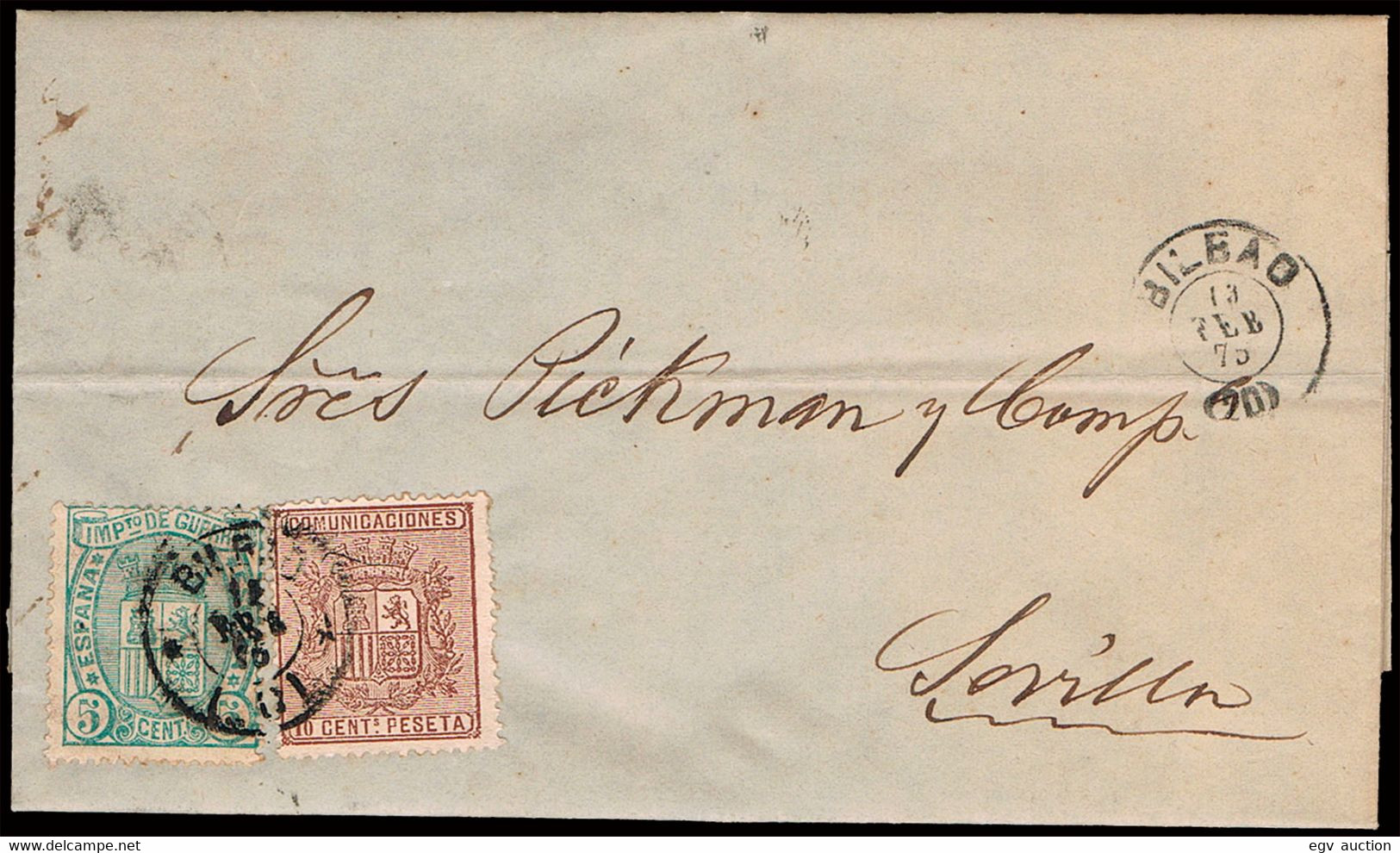 Vizcaya - Edi O 154 +153- Carta Mat Fech Tp.II "Bilbao (20)" A Sevilla - Storia Postale