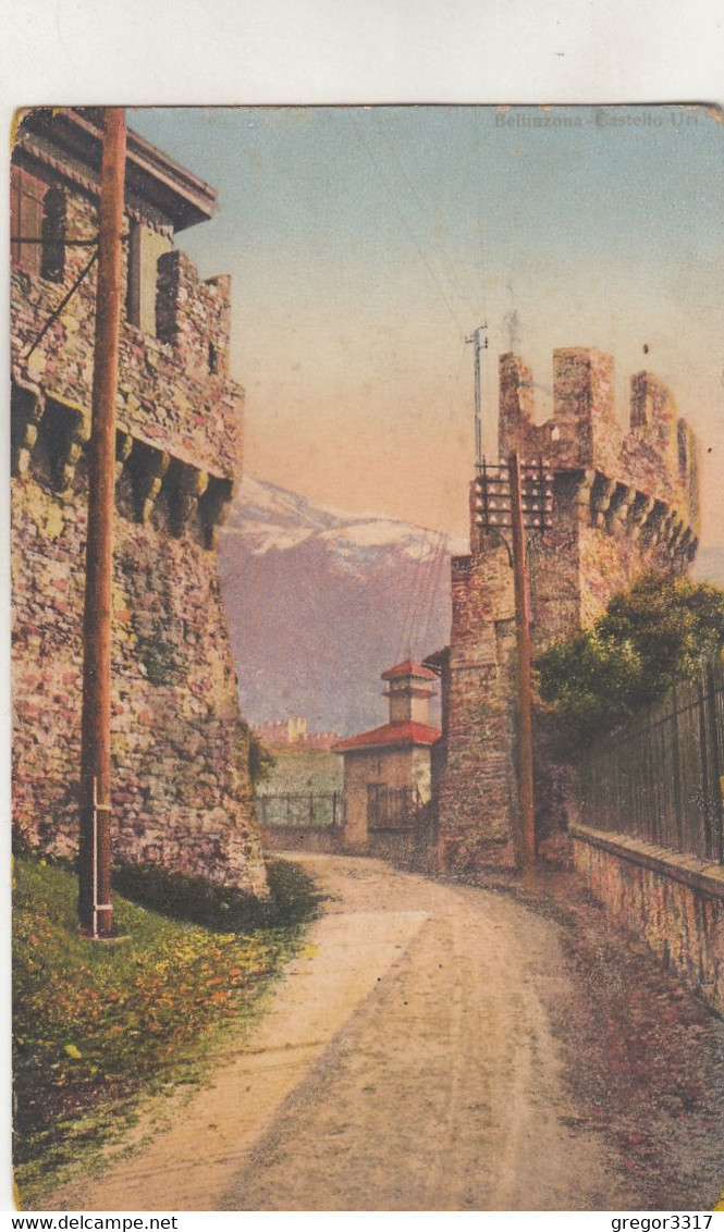 B7182) BELLINZONA - Castello URI - Straße Strommasten OLD !! 25.04.1916 SCUOLO REILUTTE - Feldpost - Otros & Sin Clasificación