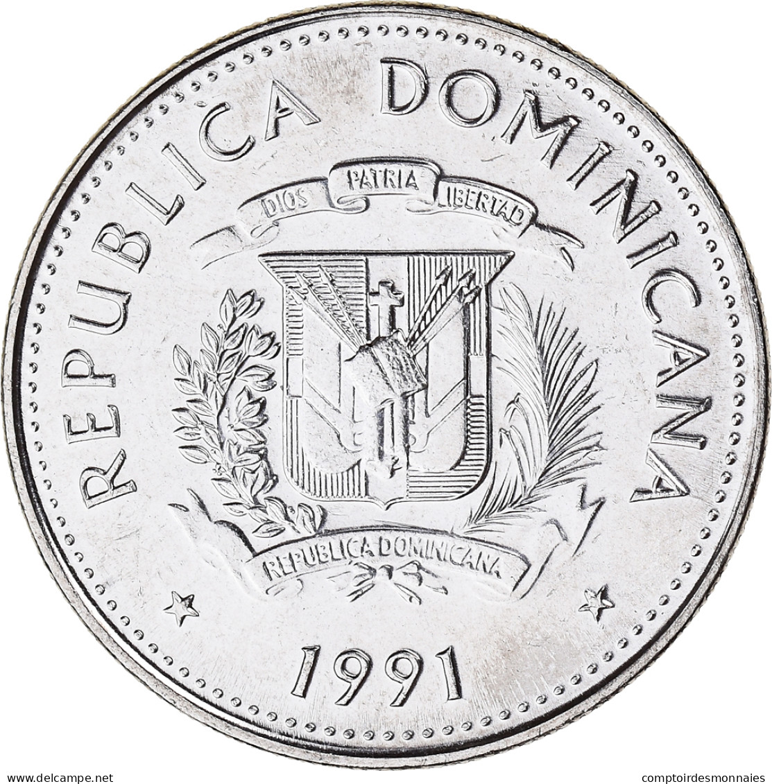 Monnaie, République Dominicaine, 25 Centavos, 1991, SPL, Nickel Clad Steel - Dominikanische Rep.