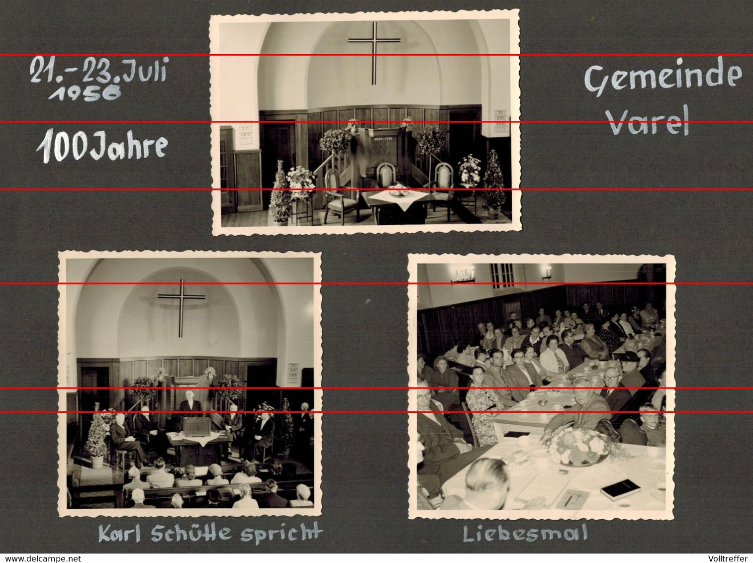 7x Orig. Foto 1956, Varel LK Friesland, Ortspartie Kreissängerfest, Kirche, Kirchgemeinde, 100 Jahre Gemeinde, K.Schütte - Varel